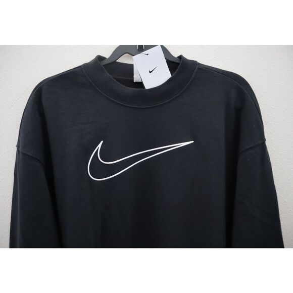 Nike DQ5542-010 Women Sz S Black Embroidered Logo Oversized Pullover Sweatshirt - Picture 4 of 12